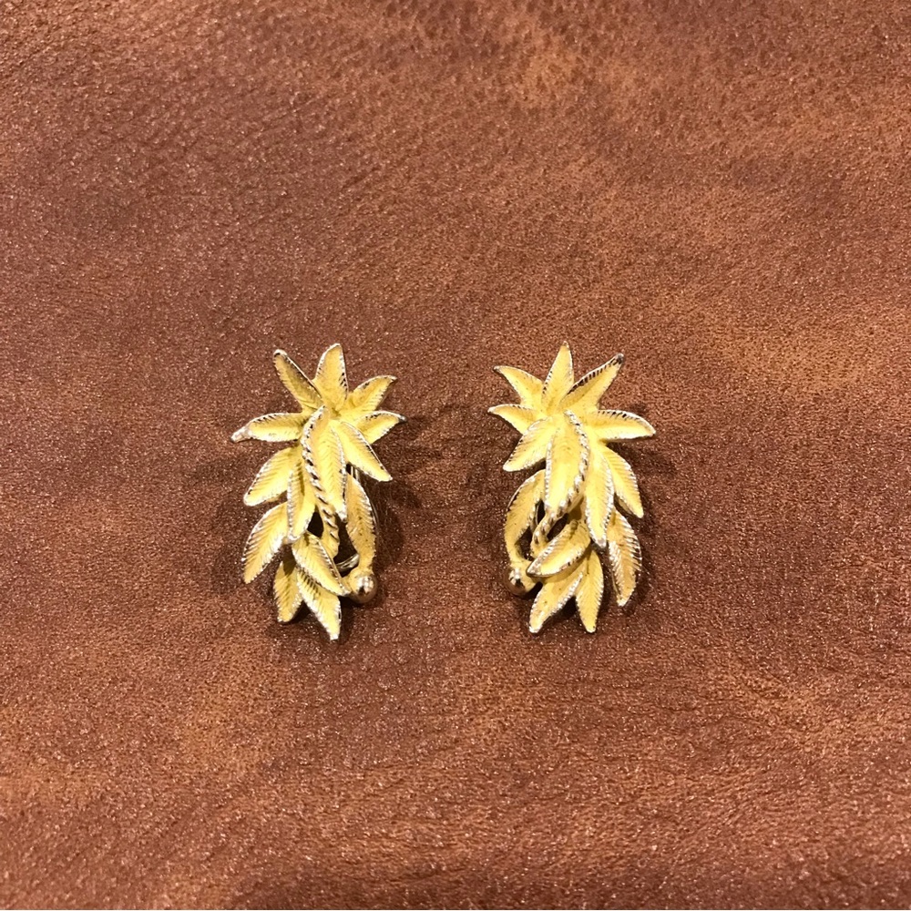 Pale yellow clip on earrings